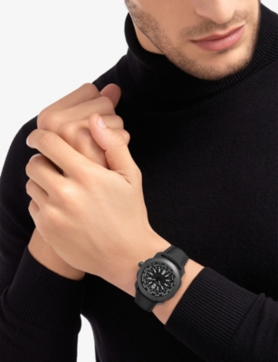 Bvlgari Stainless Steel Oc41bsdlcrwt Octo Roma Worldtimer Stainless-steel Dlc And Rubber Automatic W In Stainless Steel