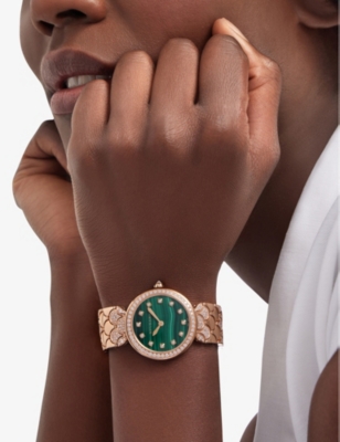 BVLGARI: DVP33MALPGD12 Divina 18ct rose-gold and 2.69ct diamond quartz watch