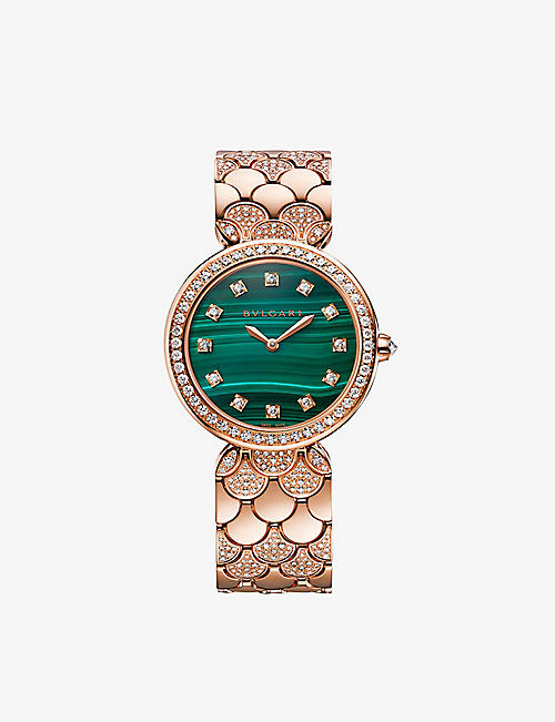 BVLGARI: DVP33MALPGD12 Divina 18ct rose-gold and 2.69ct diamond quartz watch