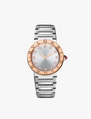 Shop Bvlgari L33c6sp12   18ct Rose-gold, Stainless Steel And 0.21ct Diamond Watch In Rose Gold