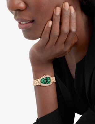 BVLGARI: Serpenti Seduttori 18ct Rose Gold, 0.38ct Diamonds And 0.108ct Rubellite Quartz Watch