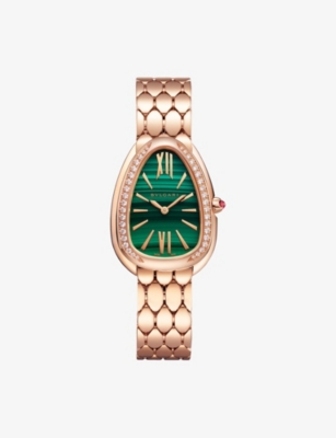 BVLGARI: Serpenti Seduttori 18ct Rose Gold, 0.38ct Diamonds And 0.108ct Rubellite Quartz Watch