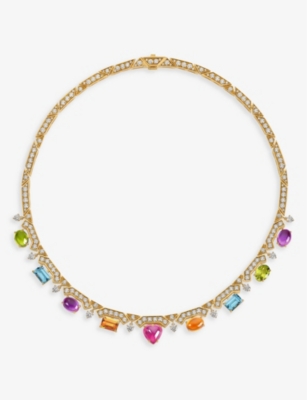 Shop Bvlgari Womens Yellow Gold Allegra 18ct Yellow-gold, 6.66ct Brilliant-cut Diamond And Mixed-gemstone