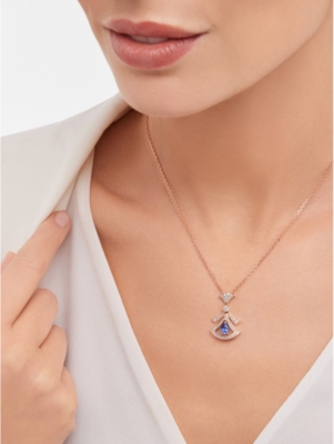BVLGARI: Divas’ Dream 18ct rose-gold, 0.46ct brilliant-cut diamond and tanzanite pendant necklace