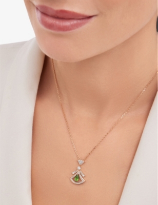 BVLGARI: Divas’ Dream 18ct rose-gold, 0.46ct brilliant-cut diamond and tourmaline pendant necklace