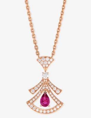 Shop Bvlgari Womens Rose Gold Divas' Dream 18ct Rose-gold, 0.46ct Brilliant-cut Diamond And Rubellite Pen