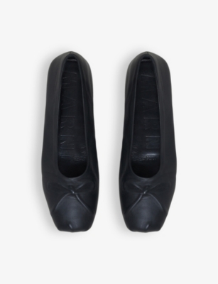 Shop Marni Women's Black Dancer Square-toe Leather Ballerina Flats