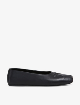 Shop Marni Women's Black Dancer Square-toe Leather Ballerina Flats