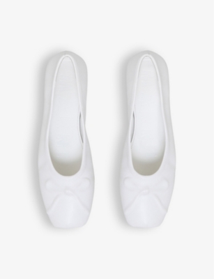 Shop Marni Women's Lily White Dancer Square-toe Leather Ballerina Flats