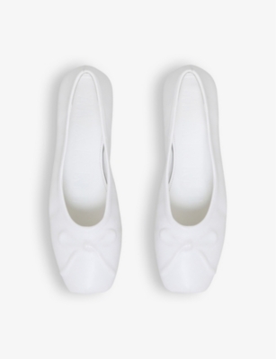 Marni White Nappa Leather Seamless Little Bow Ballet Flat In Lily White