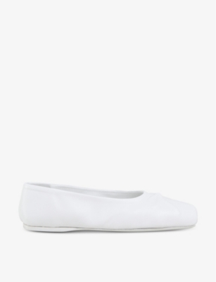 Shop Marni Women's Lily White Dancer Square-toe Leather Ballerina Flats