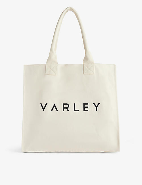 VARLEY: Market brand-print cotton tote bag