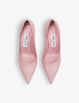 Shop Jimmy Choo Womens  Love 85 Lizard-embossed Leather Heeled Courts In Rose