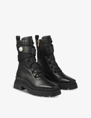 Noemi 45 logo-embellished grained-leather heeled ankle boots
