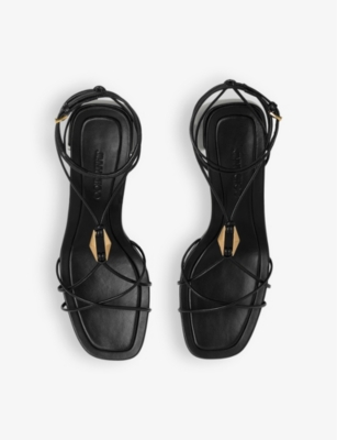 Shop Jimmy Choo Womens Black/gold Onyxia 70 Leather Heeled Sandals