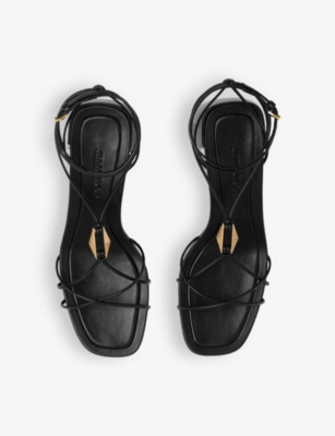 Shop Jimmy Choo Womens  Onyxia 70 Leather Heeled Sandals In Black/gold