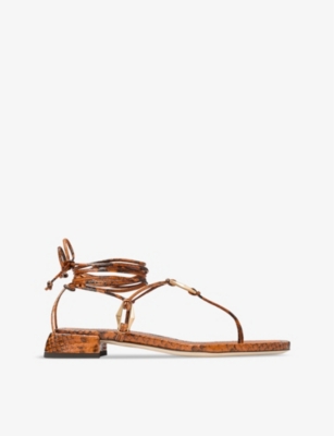 Shop Jimmy Choo Onyxia Leather Sandals In Copper/gold
