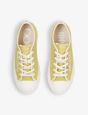 Shop Jimmy Choo Women's X Sunbleached Yellow Palma Maxi Logo-embroidered Canvas Low-top Trainers