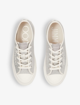 JIMMY CHOO: Palma Maxi logo-embroidered cotton low-top trainers