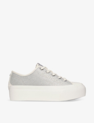 JIMMY CHOO: Palma Maxi logo-embroidered cotton low-top trainers