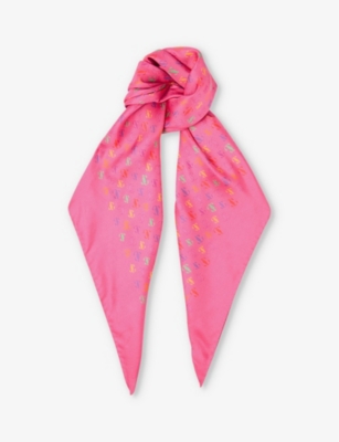 Shop Jimmy Choo Womens Branded Silk Scarf A450 Ros In A450 Rose