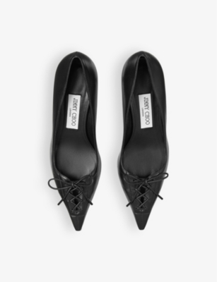 Jimmy Choo Scarlett Leather Lace-up Kitten Heel Pumps In Black