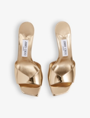 Shop Jimmy Choo Womens Gold Skye Leather Sandals