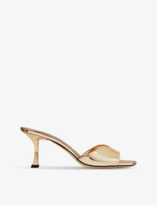 Shop Jimmy Choo Womens Gold Skye Leather Sandals