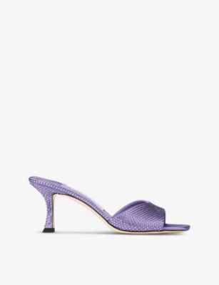 Shop Jimmy Choo Womens  Skye 70 Crystal-embellished Satin Sandals In Tanzanite/tanzanite