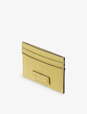 Shop Jimmy Choo Sunbleached Yellow Umika Croc-embossed Leather Cardholder