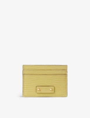 Shop Jimmy Choo Sunbleached Yellow Umika Croc-embossed Leather Cardholder