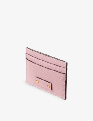Shop Jimmy Choo Rose/gold Umika Croc-embossed Leather Card Holder
