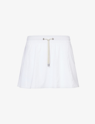 Shop Vuori Women's White Clementine Elasticated-waist Regular-fit Stretch-recycled Polyester Mini Skirt
