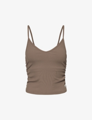 Shop Vuori Womens Clove V-neck Slim-fit Ribbed Stretch-woven Top