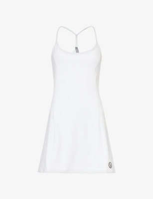 Shop Vuori Women's White One Shot Scoop-neck Stretch-woven Mini Dress