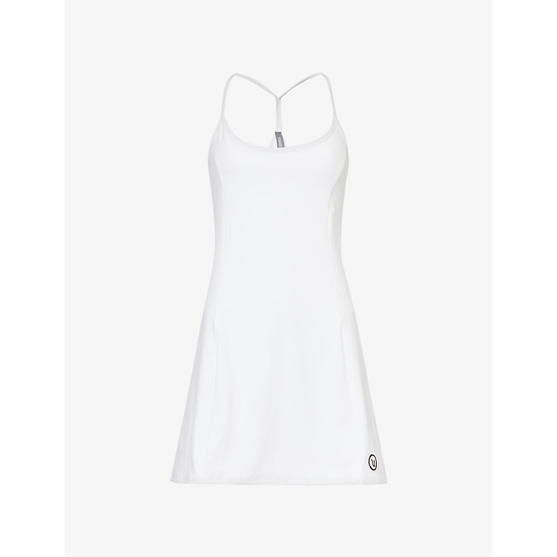 Shop Vuori Women's White One Shot Scoop-neck Stretch-woven Mini Dress