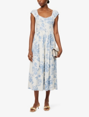 Shop Reformation Women's Courtier Florie Scoop-neck Stretch-organic Cotton Midi Dress