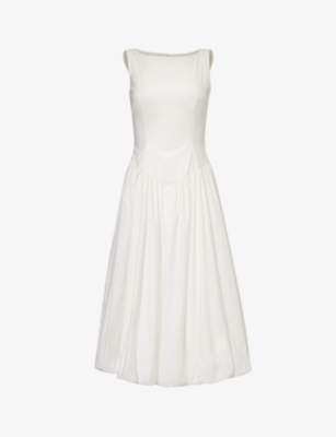 REFORMATION: Elvira boat-neck stretch-organic cotton midi dress