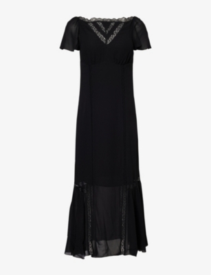 Reformation Womens Black Domini Scoop-neck Crepe Midi Dress