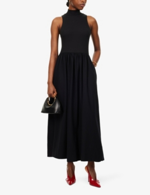 Shop Reformation Women's Black Sai Slim-fit Stretch-organic Cotton Maxi Dress