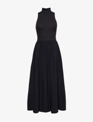 Shop Reformation Women's Black Sai Slim-fit Stretch-organic Cotton Maxi Dress