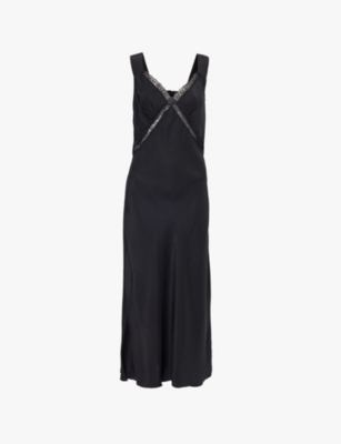 Shop Reformation Women's Black Provence Silk Midi Dress