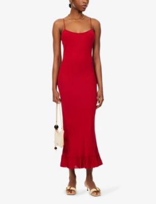 Shop Reformation Womens Sangre Suki Pleated-hem Crepe Maxi Dress