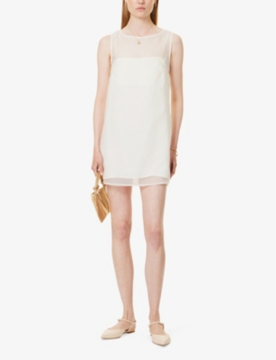 Shop Reformation Womens  Vina Scoop-neck Woven Mini Dress In White