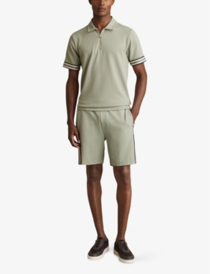 REISS: Bristol zip-neck short-sleeve stretch-knit polo