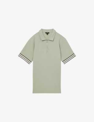 REISS: Bristol zip-neck short-sleeve stretch-knit polo
