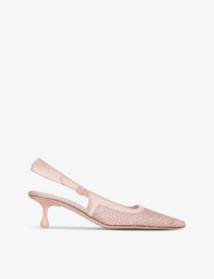 Shop Jimmy Choo Women's Macaron/crystal Amel 50 Crystal-embellished Mesh Heeled Courts