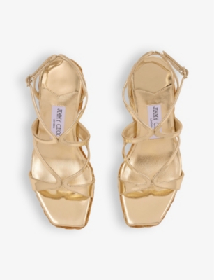 Shop Jimmy Choo Womens Gold Ayla 110 Contrast-sole Leather Heeled Sandals