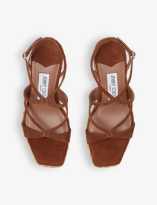 Jimmy Choo Ayla 85 Wedge Heel Espadrille Sandals In Tan