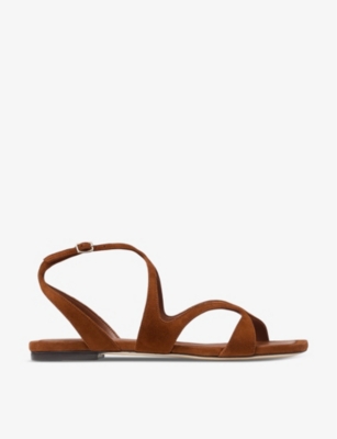 Shop Jimmy Choo Women's Tan Ayla Suede Flat Sandals